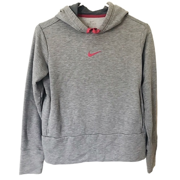 🆕🔥NIKE SUPER CUTE&COMFY MATERIAL GRAY&PINK HOODED SWEATSHIRT NIKE ON HOODIE - Picture 4 of 10
